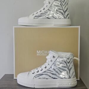 Michael Kors Women's Zebra Sequin High-Top Sneakers Size 7 NWT